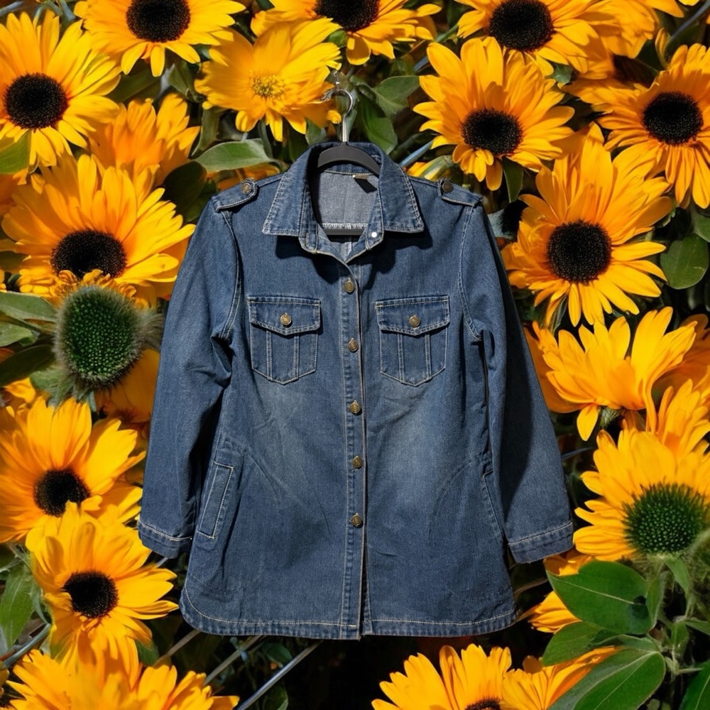 Blue Denim Jean Jacket, Fits Size Small - Picture 4 of 16